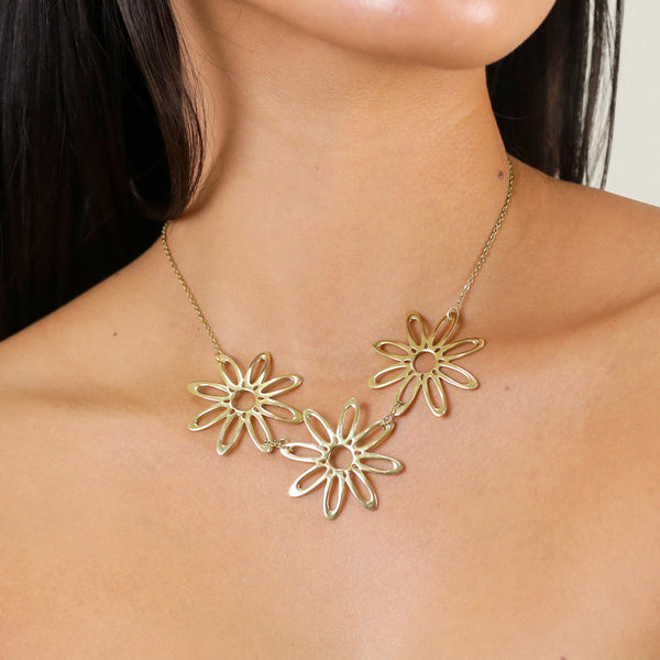 ORI TAO BLOOM golden 3 flower necklace