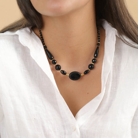 NATURE BIJOUX BAGHEERA black agate short necklace