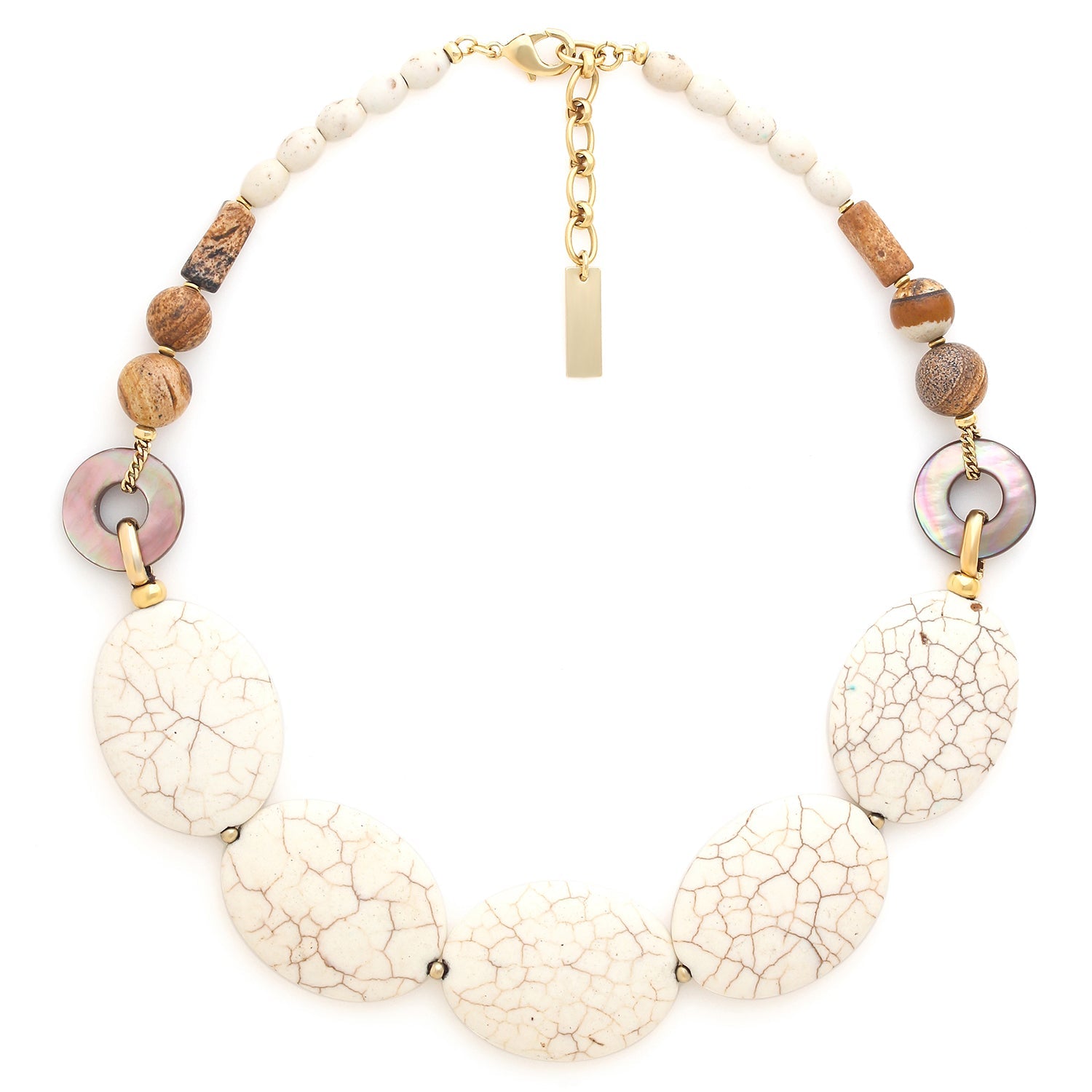 NATURE BIJOUX ALHAMBRA  5 howlite beads plastron necklace