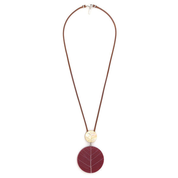 NATURE BIJOUX FICUS CARICA burgundy long necklace