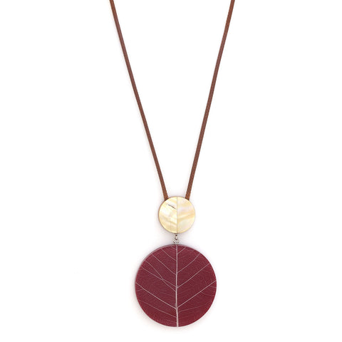 NATURE BIJOUX FICUS CARICA burgundy long necklace