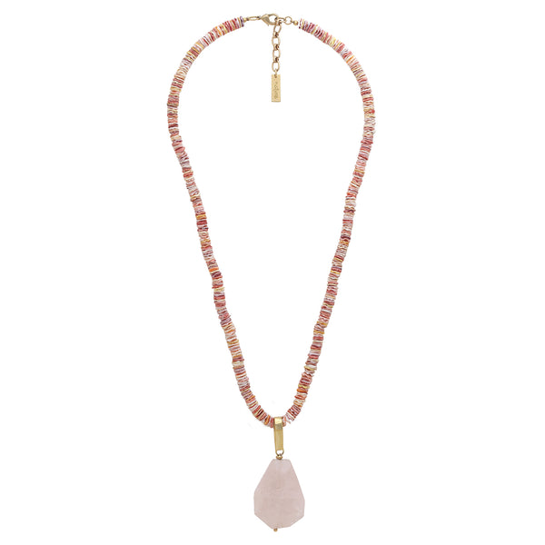 SPIAGGIA ROSA   long necklace with rose quartz pendant