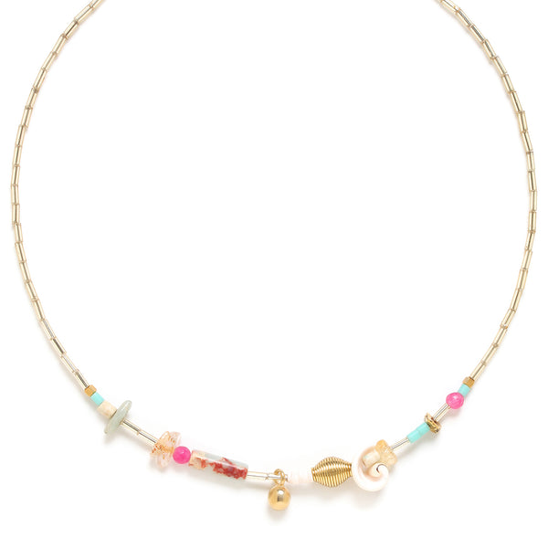 FRANCK HERVAL EMILY short gold necklace