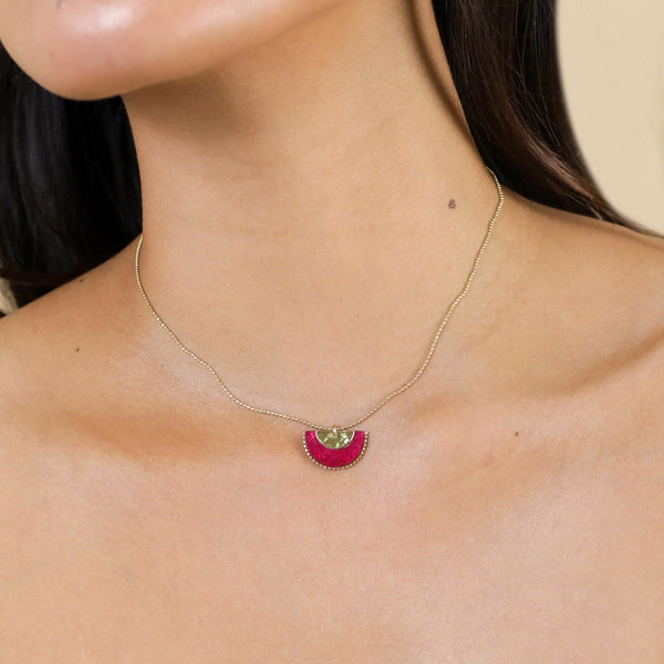 FRANCK HERVAL MARLY semi-circle pendant necklace