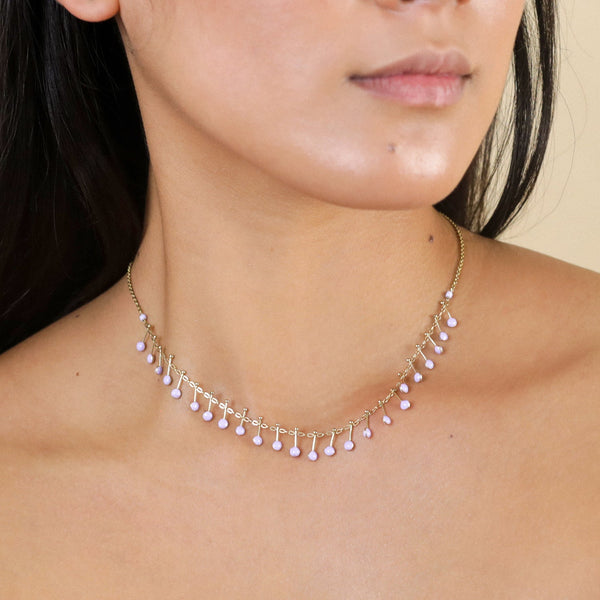 FRANCK HERVAL LAURYNE enameled chain necklace (lilac)