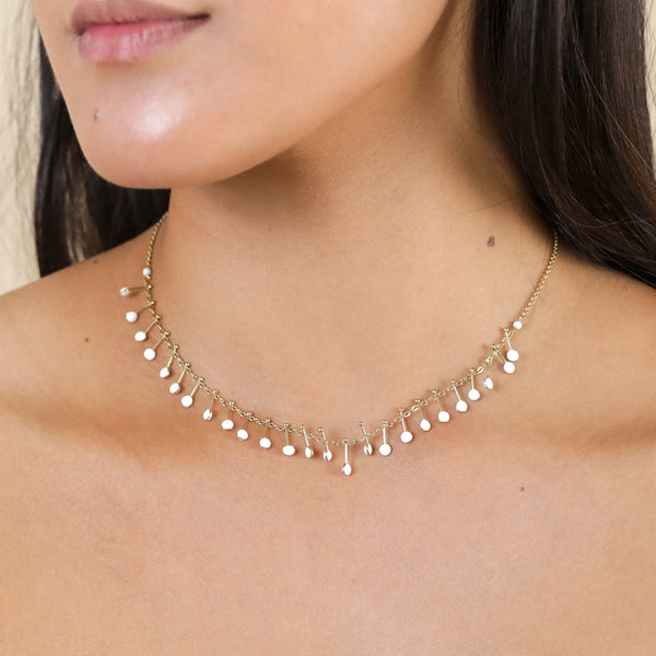 FRANCK HERVAL LAURYNE enameled chain necklace (ecru)