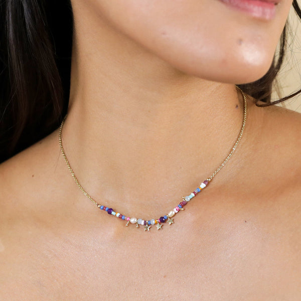 FRANCK HERVAL JOY 3-stars thin necklace