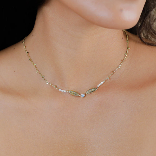 PALMA   2-leaves thin necklace
