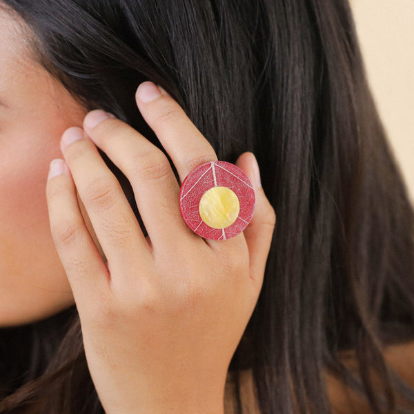 NATURE BIJOUX FICUS CARICA burgundy adjustable ring