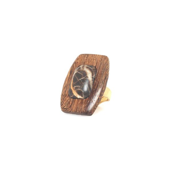 NATURE BIJOUX KOMODO adjustable stone et wood ring