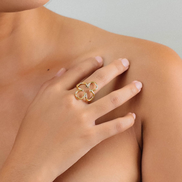 ORI TAO CLOVER adjustable clover ring (golden)