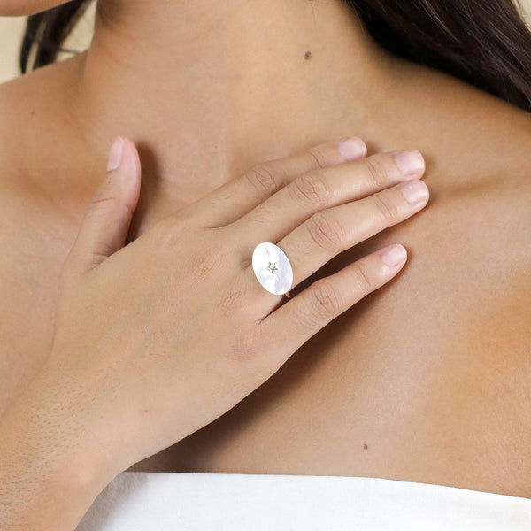 FRANCK HERVAL NORA adjustable oval "MOP" ring