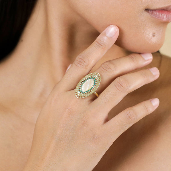 FRANCK HERVAL ZELIE adjustable oval ring