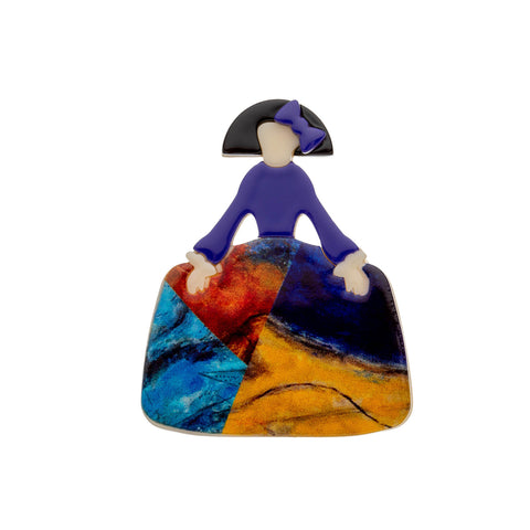 BLUE SCARAB Ariana Brooch Lady with Colourful Dress