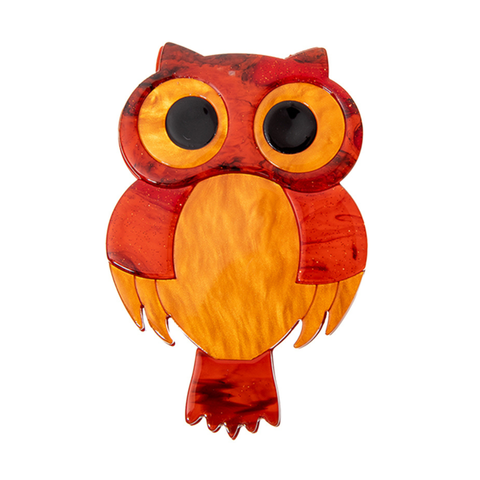 BLUE SCARAB BLAIR OWL Brooch (Orange)