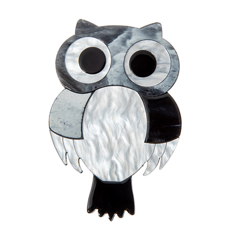 BLUE SCARAB BLAIR OWL Brooch (Gray)