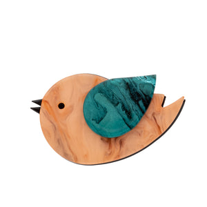 BLUE SCARAB Kelly Brooch Bird