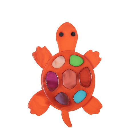 BLUE SCARAB TURTLE Brooch