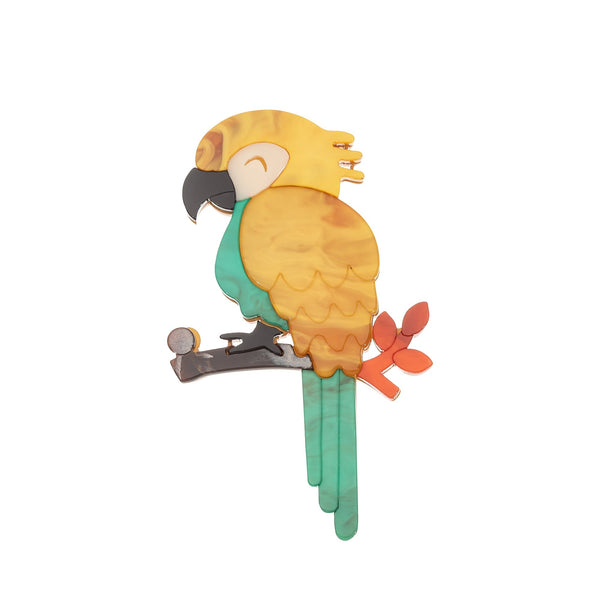 BLUE SCARAB KATIE PARROT Brooch (Yellow)