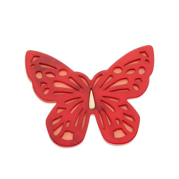 BLUE SCARAB CLARA BUTTERFLY Brooch (Red)