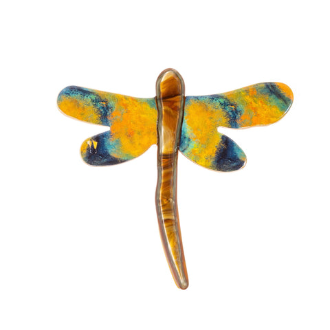 BLUE SCARAB KYLE DRAGONFLY Brooch (Yellow & Green)