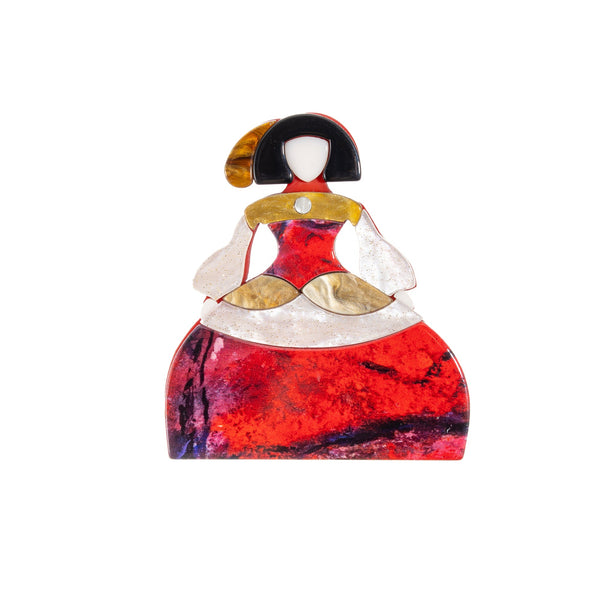 BLUE SCARAB ROBIN Brooch (Red)