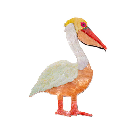 BLUE SCARAB PELICAN Brooch