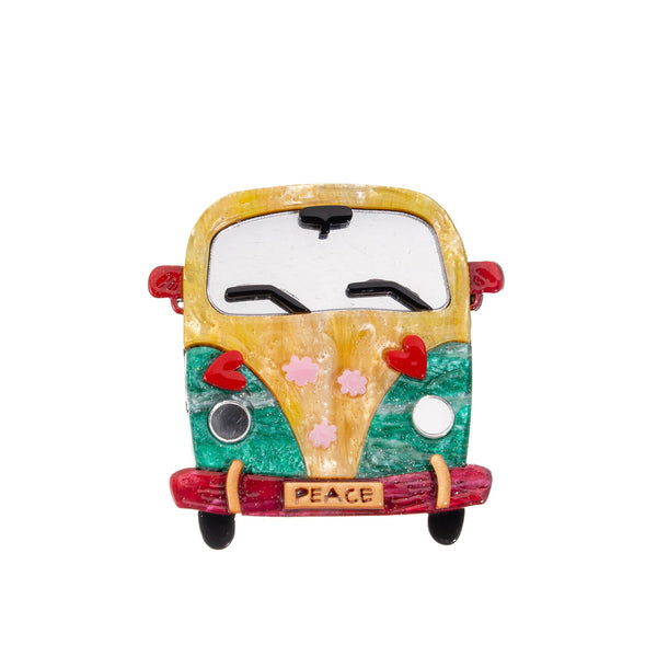 BLUE SCARAB BUS Brooch