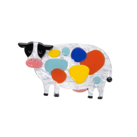 BLUE SCARAB Cow Brooch