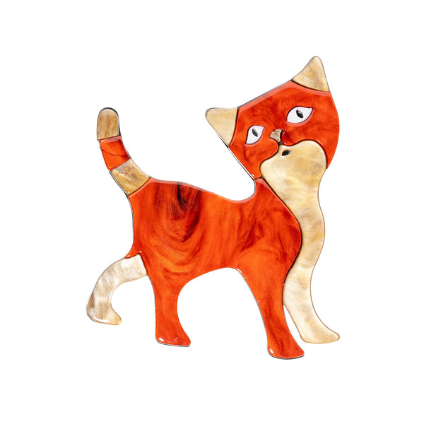 BLUE SCARAB SILVIE CAT Brooch (Orange)