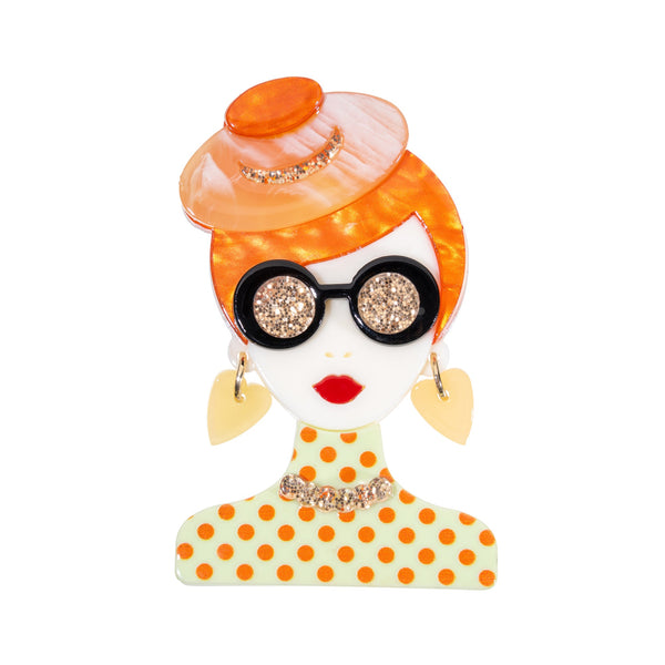 BLUE SCARAB ADA LADY Brooch (Orange)