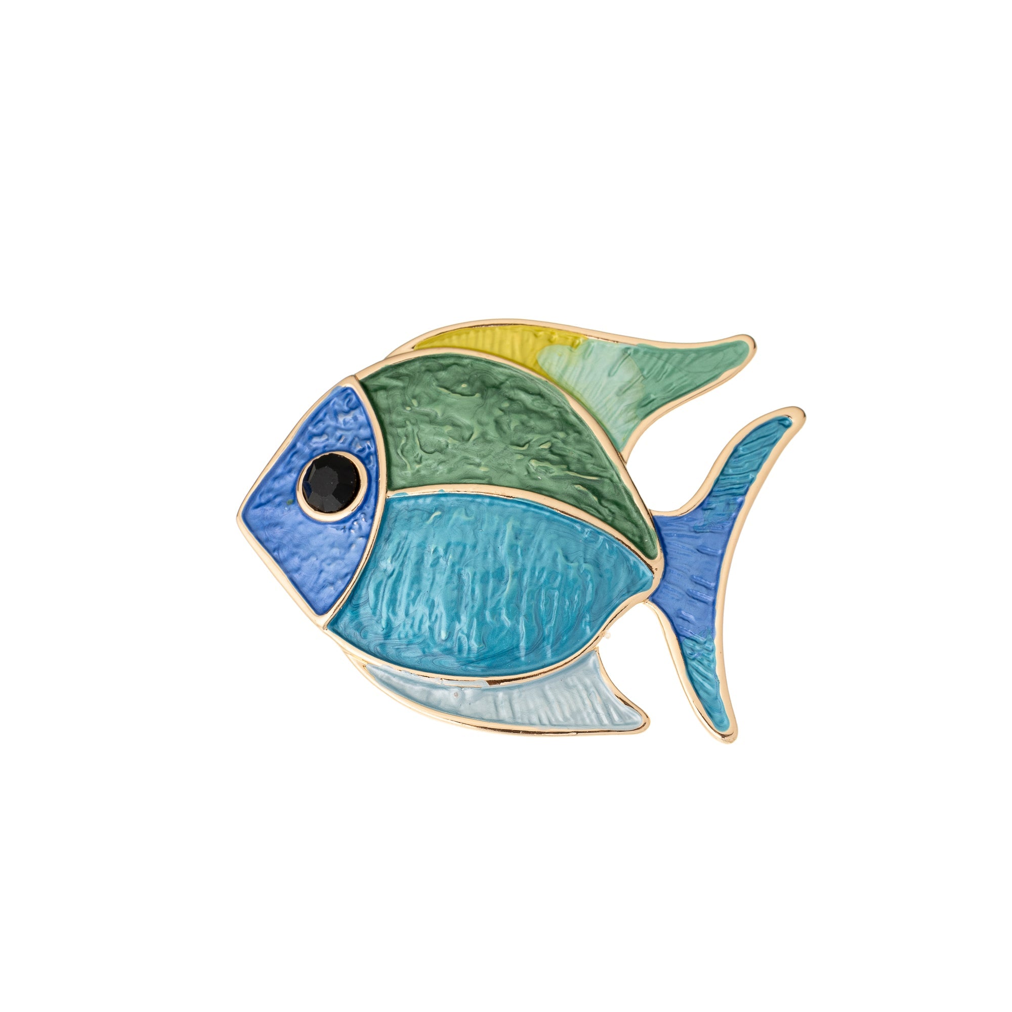 BLUE SCARAB TEENA FISH Magnetic Brooch (Blue & Green)