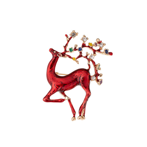 BLUE SCARAB RED REINDEER Brooch