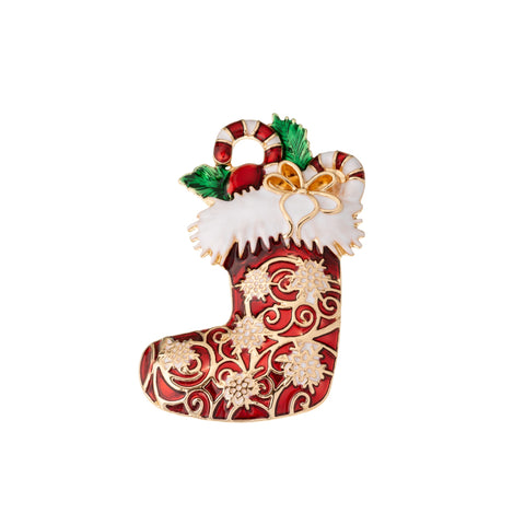 BLUE SCARAB  CHRISTMAS SOCK Magnetic Brooch