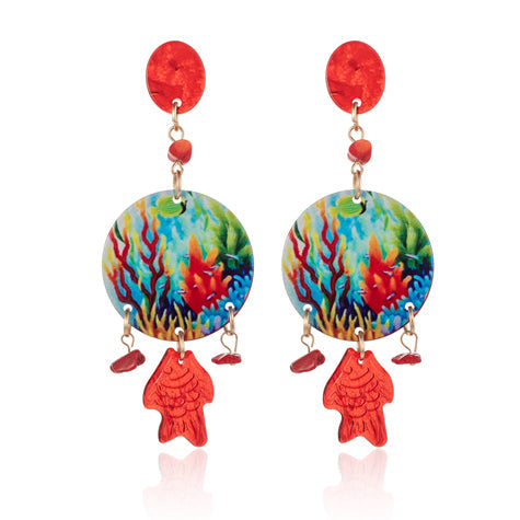 BLUE SCARAB ALEE Earrings (Red)