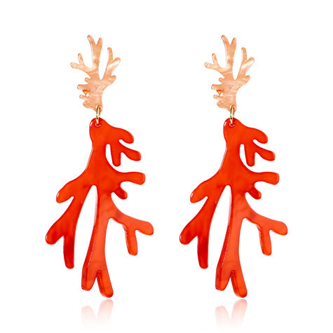 BLUE SCARAB CORAL Earrings (Orange)