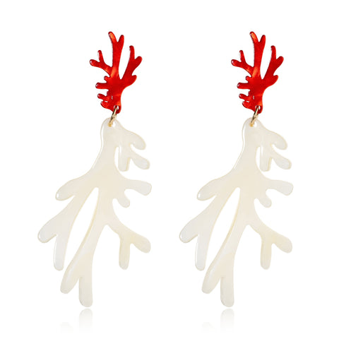 BLUE SCARAB CORAL Earrings (White)
