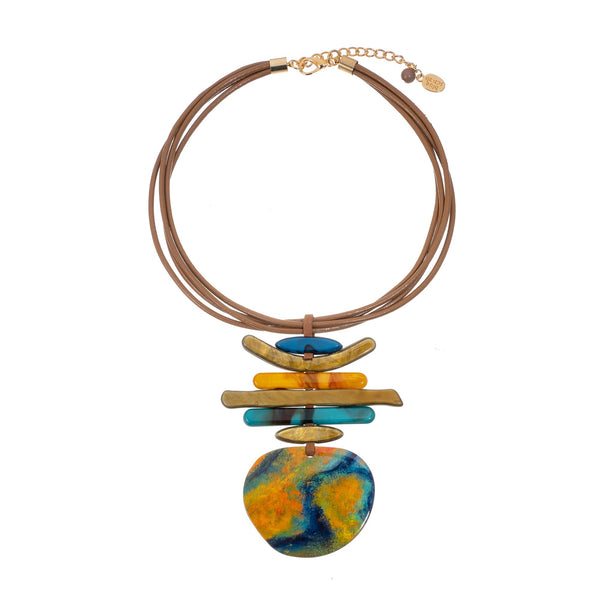 BLUE SCARAB ROX Necklace (Yellow)