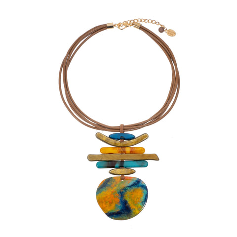 BLUE SCARAB ROX Necklace (Yellow)