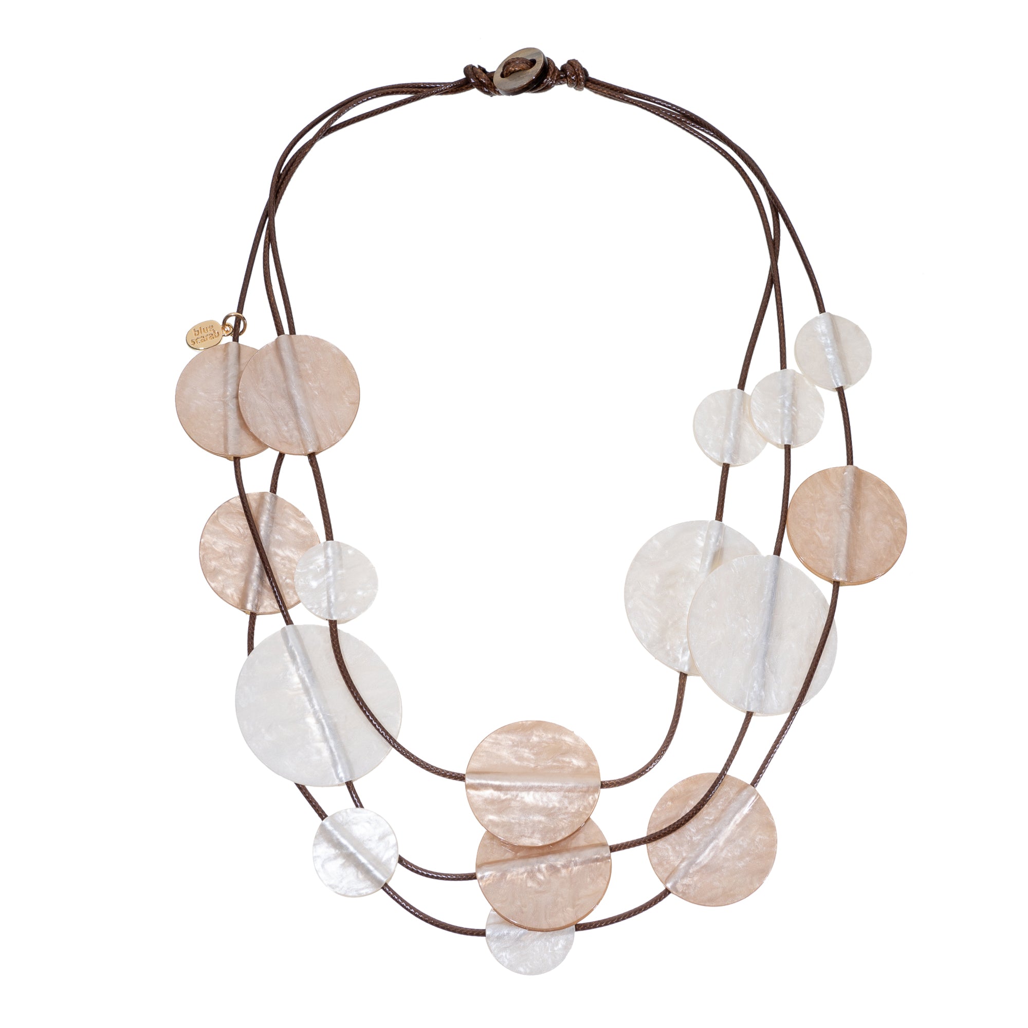 BLUE SCARAB DREW Necklace (Brown & White)