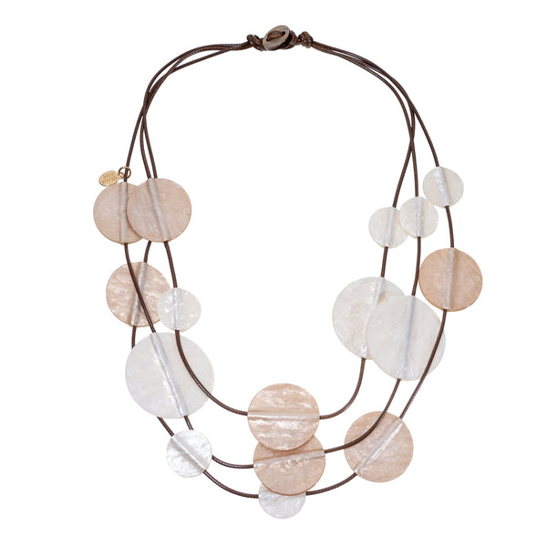 BLUE SCARAB DREW Necklace (Brown & White)