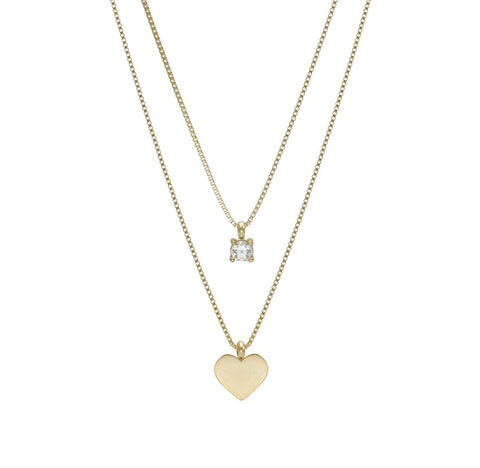 BLUE SCARAB BELLA GOLD HEART & CRYSTAL LAYERED NECKLACE